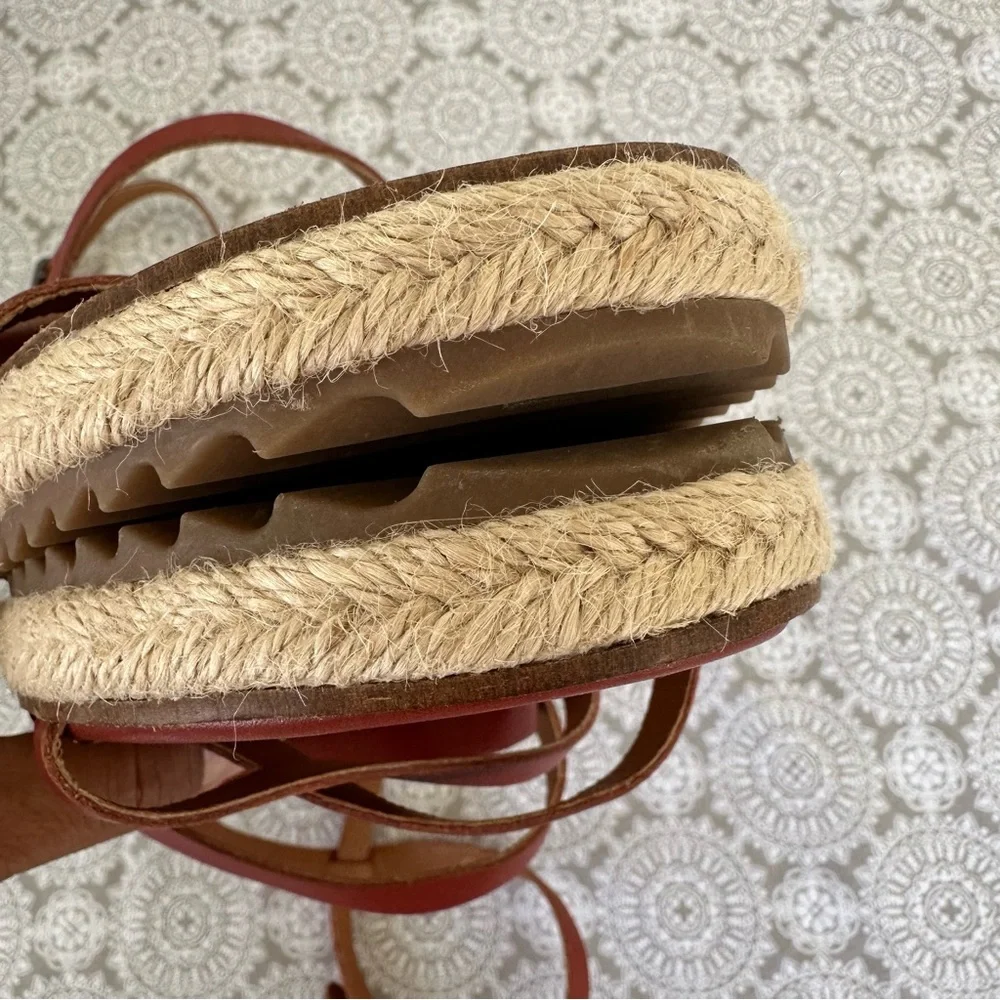 Lucky Brand Nemelli strappy gladiator wedge sandals espadrille leather